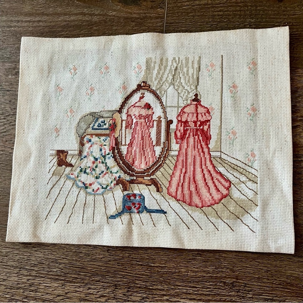 Vintage Embroidered Dress Art 11/14 inch